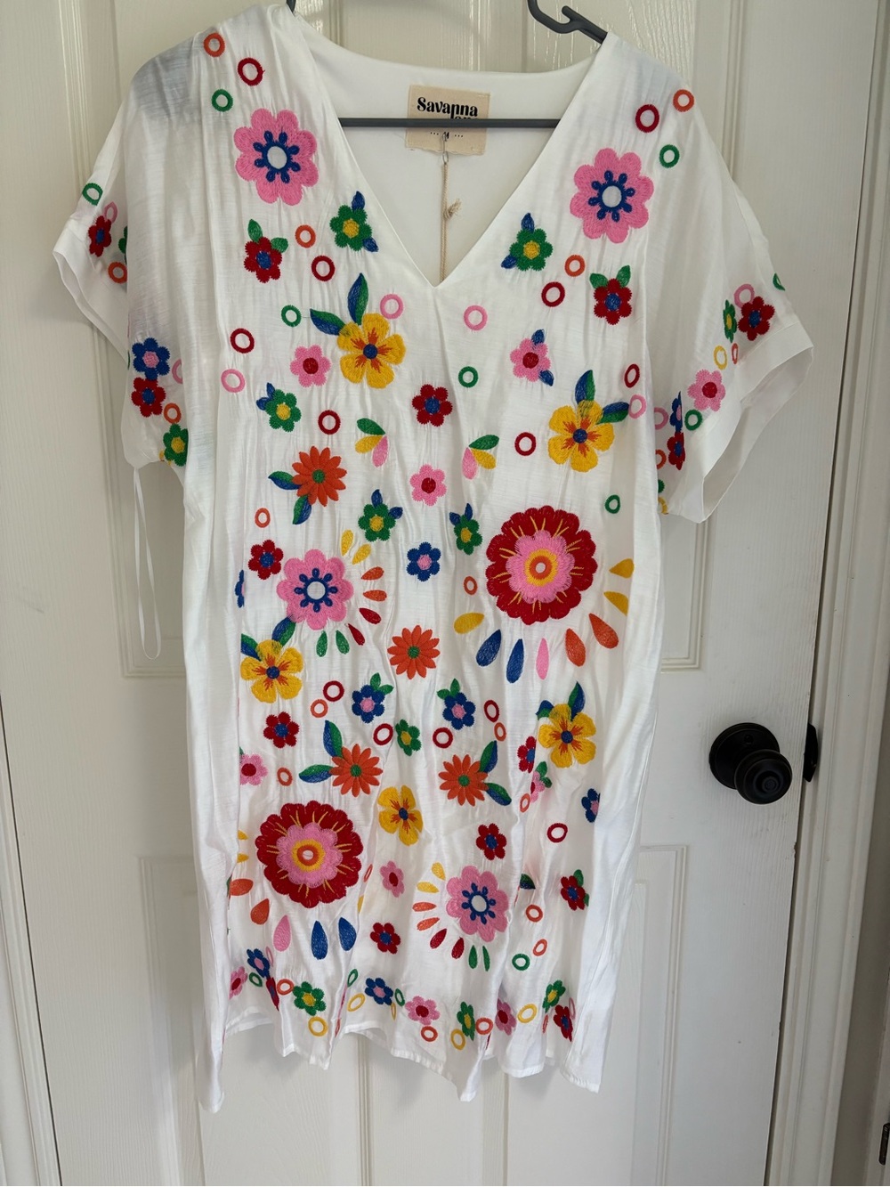 Savanna Jane White Floral Embroidered Shift Dress